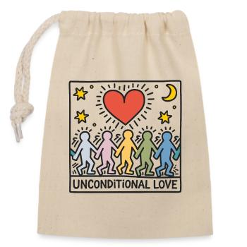 Bedingungslose Liebe - Unconditional Love - Closable cotton gift bag (14x20cm) - nature - Front