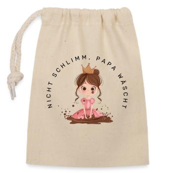 Nicht schlimm, Papa wäscht (Prinzessin) - Verschließbarer Geschenkbeutel aus Baumwolle (14x20cm) - Natur - Vorne
