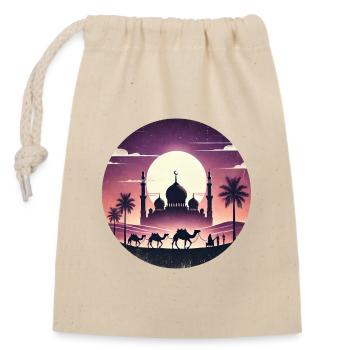 Mosquée de Marrakech, Afrique du Nord - Sac cadeau en coton avec cordon (14 x 20 cm) - nature - Devant