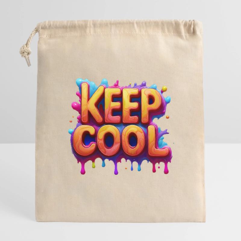keep cool text in 3d Verschließbarer Geschenkbeutel aus Baumwolle (14x20cm)