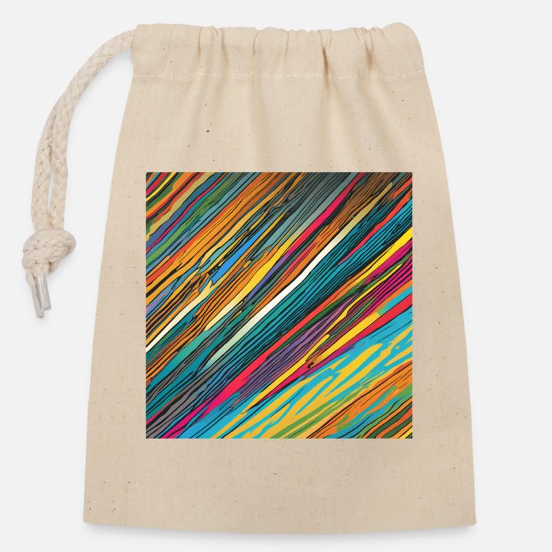 Colorful strokes - Closable cotton gift bag (14x20cm) - nature
