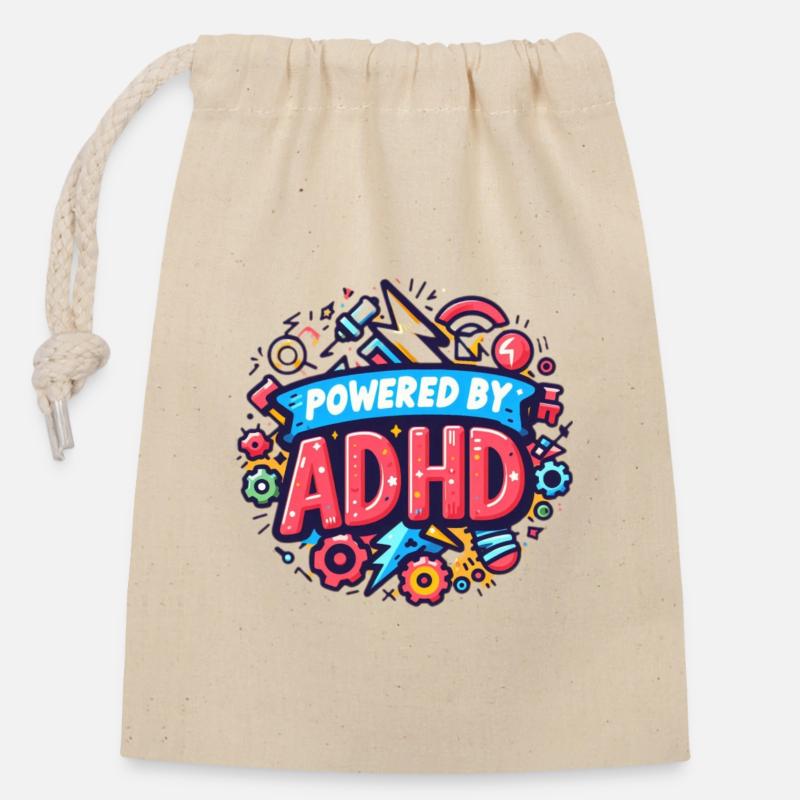 ADHD - Closable cotton gift bag (14x20cm) - nature