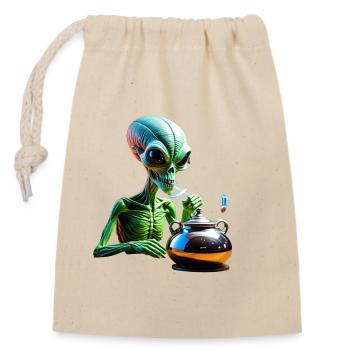 Rave Aliens — Neon Alchemist - Closable cotton gift bag (14x20cm) - nature - Front