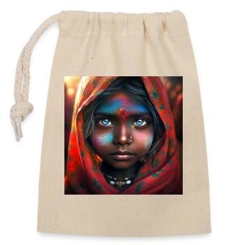 Hindu Child Portrait - Closable cotton gift bag (14x20cm) - nature - Front