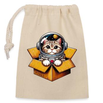 Astronaut Katze - Verschließbarer Geschenkbeutel aus Baumwolle (14x20cm) - Natur - Vorne