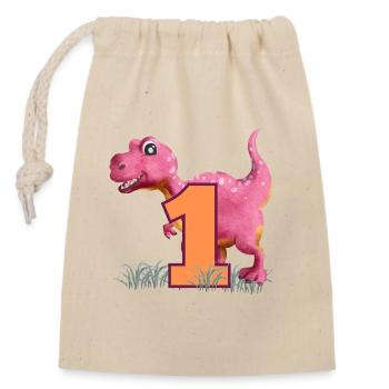 Nr.1 Dino - Verschließbarer Geschenkbeutel aus Baumwolle (14x20cm) - Natur - Vorne