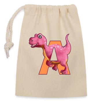 A - DINOSAURE, personnalisable - Sac cadeau en coton avec cordon (14 x 20 cm) - nature - Devant