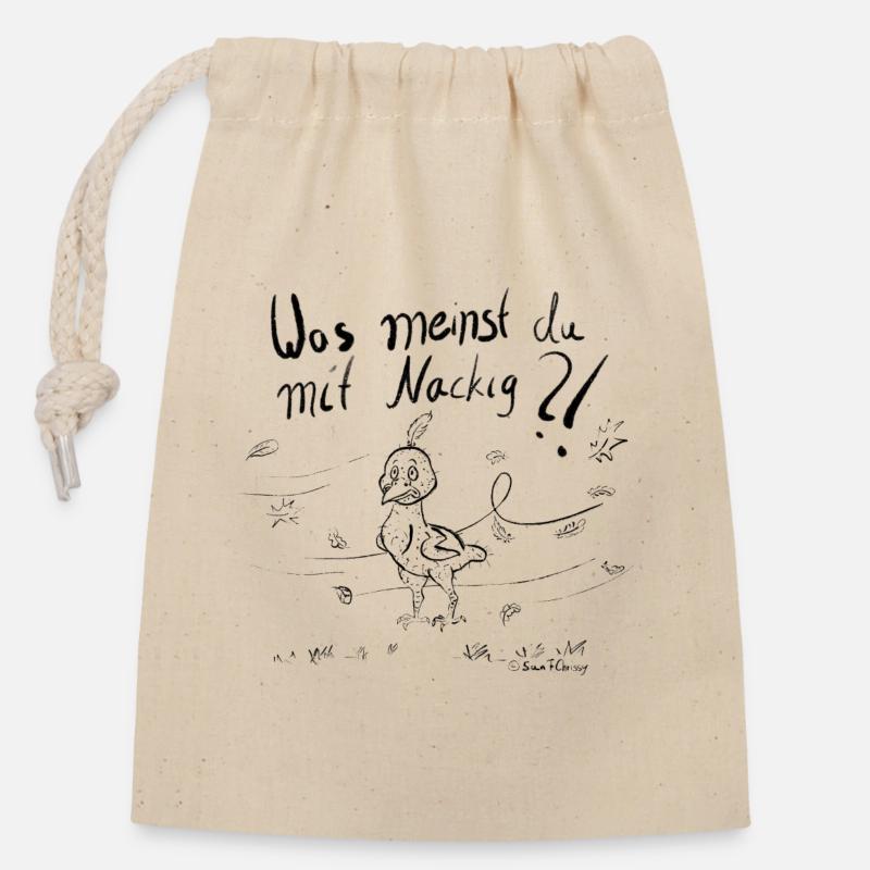 Un oiseau en mue dans le vent d’automne - Sac cadeau en coton avec cordon (14 x 20 cm) - nature