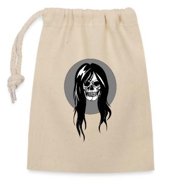 tête de mort féminine - Sac cadeau en coton avec cordon (14 x 20 cm) - nature - Devant
