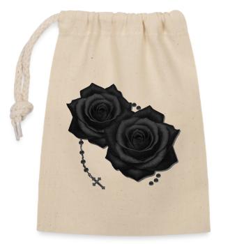 rosenblüten mit rosenkranz, gothic motiv - Verschließbarer Geschenkbeutel aus Baumwolle (14x20cm) - Natur - Vorne