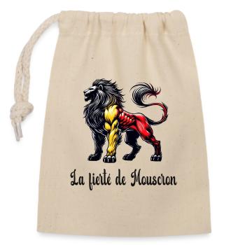 Motif du drapeau lion de Mouscron - Sac cadeau en coton avec cordon (14 x 20 cm) - nature - Devant