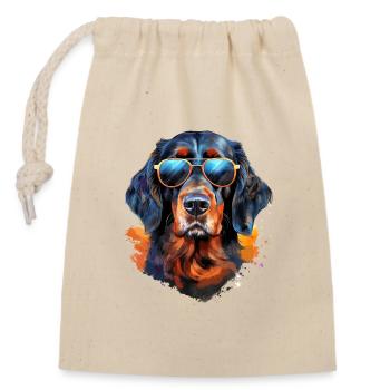 Gordon Setter mit Sonnenbrille - Verschließbarer Geschenkbeutel aus Baumwolle (14x20cm) - Natur - Vorne