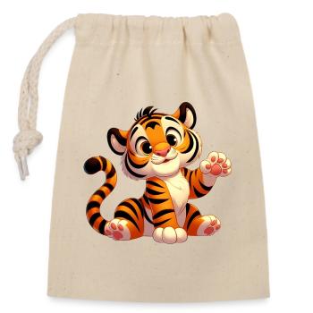 tiger 6 - Sac cadeau en coton avec cordon (14 x 20 cm) - nature - Devant