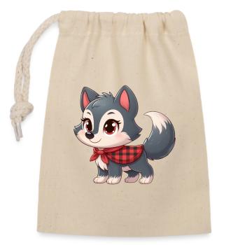 wolf 7 - Sac cadeau en coton avec cordon (14 x 20 cm) - nature - Devant