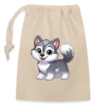 wolf 12 - Sac cadeau en coton avec cordon (14 x 20 cm) - nature - Devant