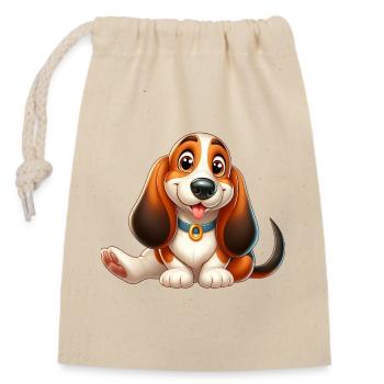 Basset 8 - Closable cotton gift bag (14x20cm) - nature - Front