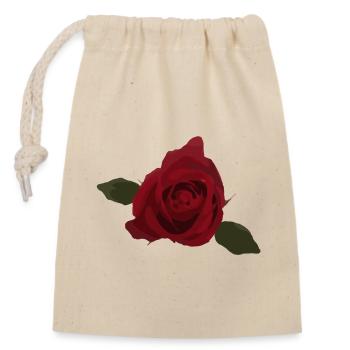 Red rose, flower, top view - Closable cotton gift bag (14x20cm) - nature - Front