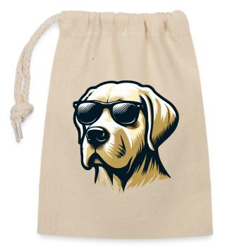 Labrador Head with Sunglasses - Closable cotton gift bag (14x20cm) - nature - Front