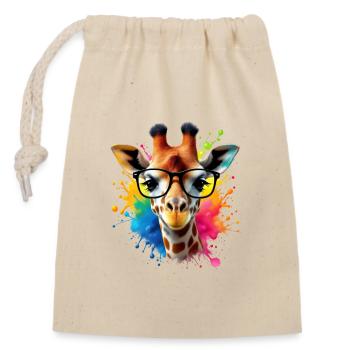 Girafe cool avec des lunettes dans l’art coloré Splash - Sac cadeau en coton avec cordon (14 x 20 cm) - nature - Devant