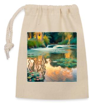 Rivière Impressionisme - Sac cadeau en coton avec cordon (14 x 20 cm) - nature - Devant
