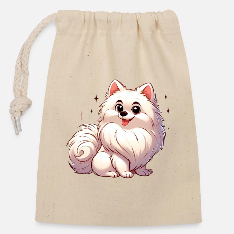 spitz 3 - Sac cadeau en coton avec cordon (14 x 20 cm) - nature