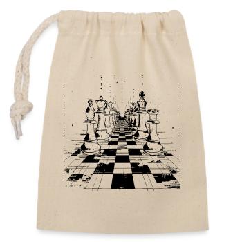 Schach Grafik - Verschließbarer Geschenkbeutel aus Baumwolle (14x20cm) - Natur - Vorne