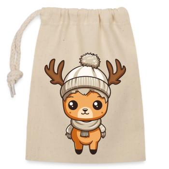 reh reindeer comic - Verschließbarer Geschenkbeutel aus Baumwolle (14x20cm) - Natur - Vorne