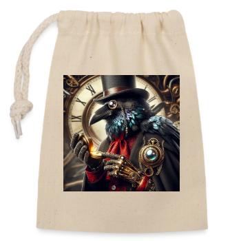 Corbeau Steampunk Élégant à Chapeau Haut de Forme - Sac cadeau en coton avec cordon (14 x 20 cm) - nature - Devant