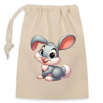 lapin 11 - Sac cadeau en coton avec cordon (14 x 20 cm) - nature - Devant