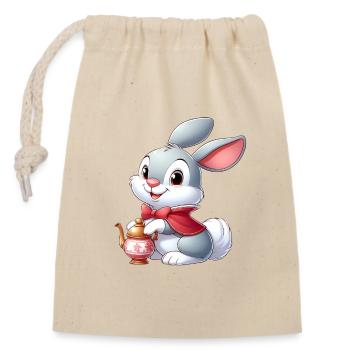 lapin 12 - Sac cadeau en coton avec cordon (14 x 20 cm) - nature - Devant