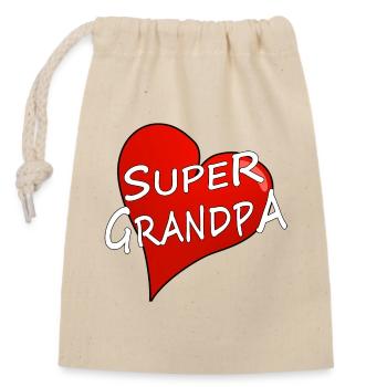 SUPER GRANDPA - Verschließbarer Geschenkbeutel aus Baumwolle (14x20cm) - Natur - Vorne