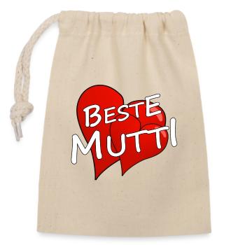 BESTE MUTTI - Verschließbarer Geschenkbeutel aus Baumwolle (14x20cm) - Natur - Vorne