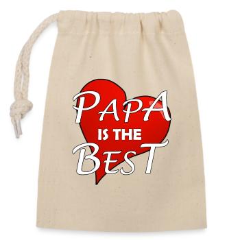 PAPA IS THE BEST - Verschließbarer Geschenkbeutel aus Baumwolle (14x20cm) - Natur - Vorne