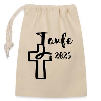 Baptism 2025 Fish Dips in Cross Baptism Gift - Closable cotton gift bag (14x20cm) - nature - Front