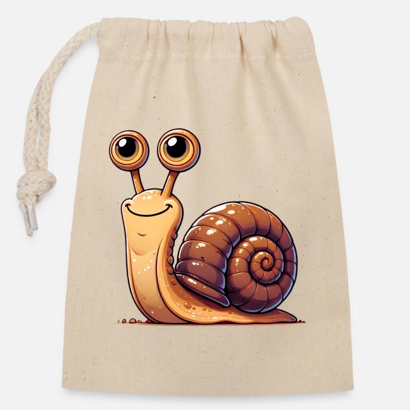 Schnecke - Verschließbarer Geschenkbeutel aus Baumwolle (14x20cm) - Natur