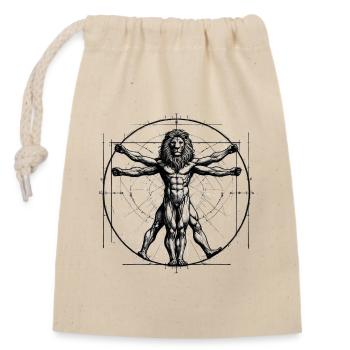 Vitruvian Lion Sketch Drawing Gift - Closable cotton gift bag (14x20cm) - nature - Front