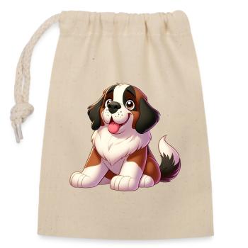 saint bernard 6 - Sac cadeau en coton avec cordon (14 x 20 cm) - nature - Devant