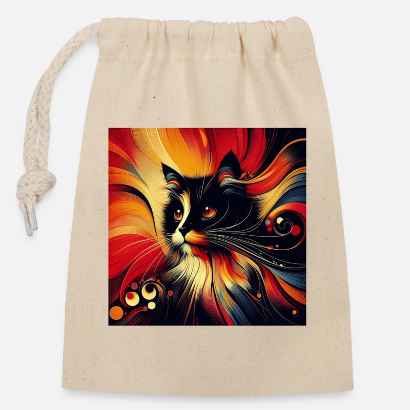 Cat 2 2 - Closable cotton gift bag (14x20cm) - nature