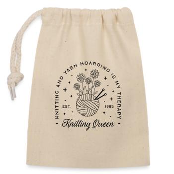 Tricoteuse humour tricot laine à tricoter - Sac cadeau en coton avec cordon (14 x 20 cm) - nature - Devant