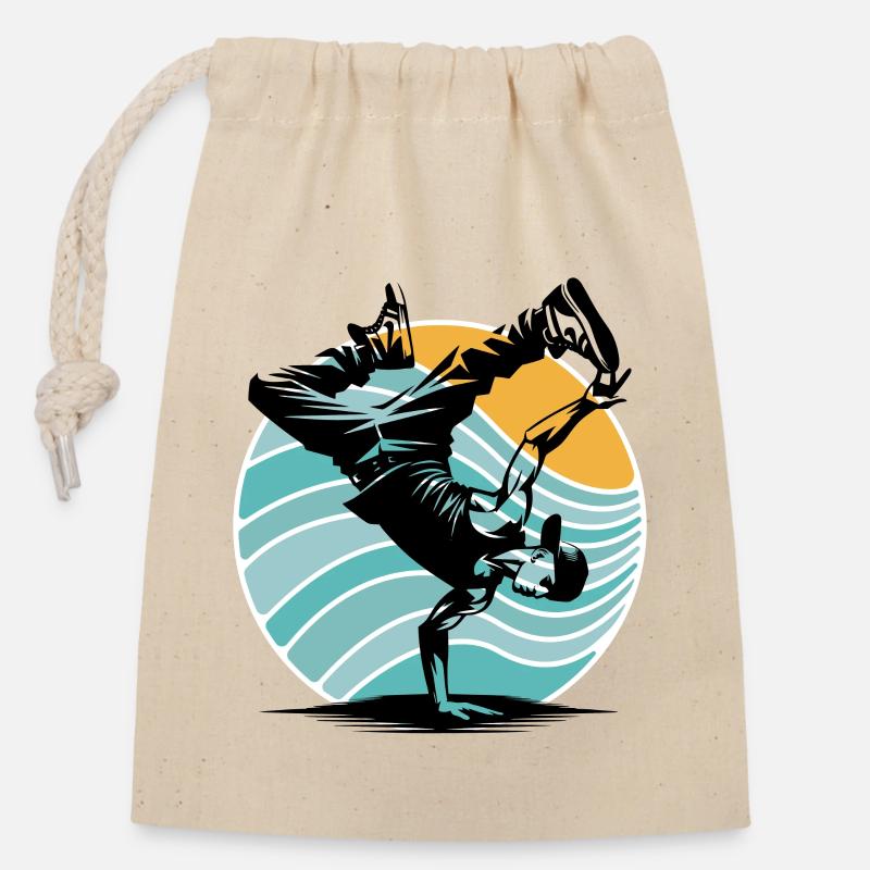 Breakdance - Sac cadeau en coton avec cordon (14 x 20 cm) - nature