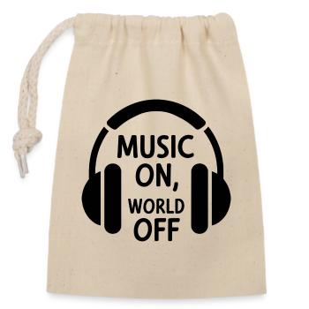 Music On, World Off – Casque minimaliste - Sac cadeau en coton avec cordon (14 x 20 cm) - nature - Devant