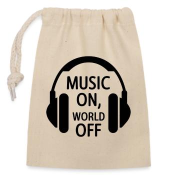 Music On, World Off – Casque minimaliste - Sac cadeau en coton avec cordon (14 x 20 cm) - nature - Devant