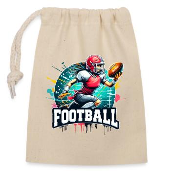 American Football Sport Girl Ball - raffstaff ® - Closable cotton gift bag (14x20cm) - nature - Front