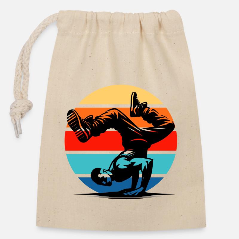 Breakdance - Sac cadeau en coton avec cordon (14 x 20 cm) - nature