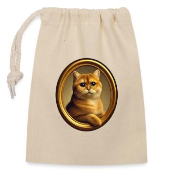 Portrait de chat Carlo le chat - Sac cadeau en coton avec cordon (14 x 20 cm) - nature - Devant