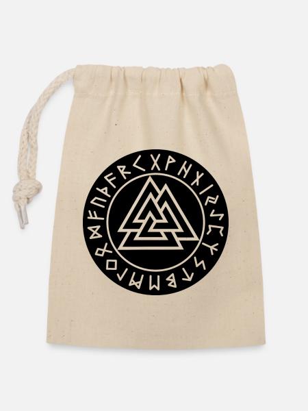 Valknut-Siegel: Runen der Macht - Verschließbarer Geschenkbeutel aus Baumwolle (14x20cm) - Natur