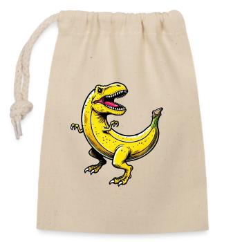 Bananasaurus – Funny Banana Raptor - Closable cotton gift bag (14x20cm) - nature - Front