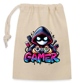 Gamer Gamepad Joy Graffiti Gaming - raffstaff ® - Closable cotton gift bag (14x20cm) - nature - Front