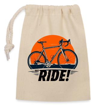 Sunset Fahrradabenteuer Just Ride - Verschließbarer Geschenkbeutel aus Baumwolle (14x20cm) - Natur - Vorne