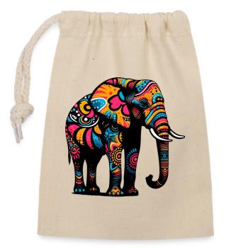 Éléphant - Sac cadeau en coton avec cordon (14 x 20 cm) - nature - Devant